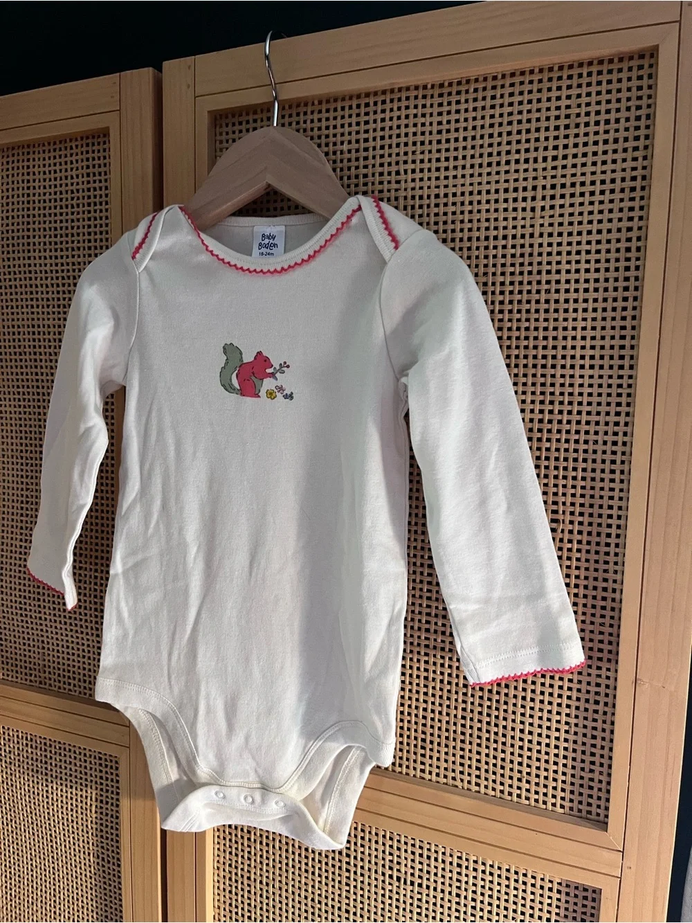 Baby Boden 18-24M Long-Sleeve Bodysuit with Tiny Floral & Animal